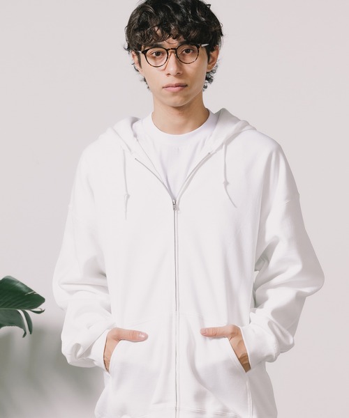 pgg☆パーカー☆サイズ0☆白 GILDAN（ギルダン） パーカー 8.0oz US規格 オーバーサイズ ジップ