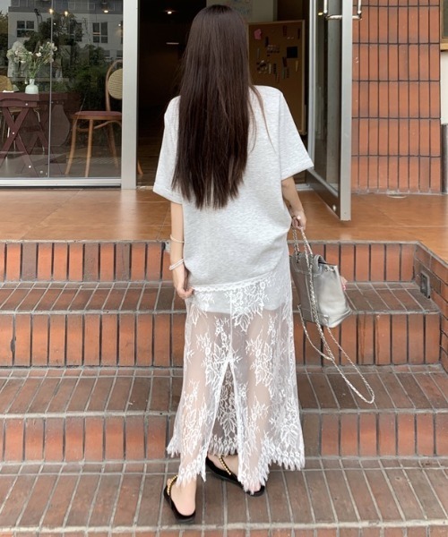 gossip!ロサンゼルス セットアップ フェミニンリボンTシャツ＆レース