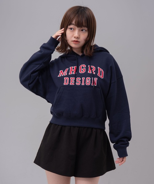 パーカー 「mahagrid/マハグリッド」 MHGRD APPLIQUE CROP HOODIE /アップリケクロップフーディー レディース メンズ MAHAGRID パーカー 「mahagrid/マハグリッド」 MHGRD APPLIQUE