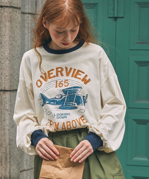 tシャツ ヴィンテージライク アソートプリント リンガー長袖Tシャツ