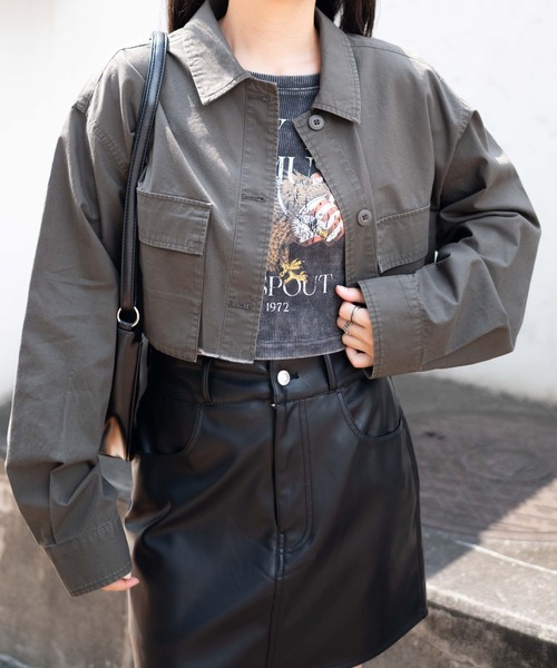 ブラウス シャツ ミリタリーライクトップス レディース WEGO ブラウス シャツ WEGO/ミリタリーショートシャツ
