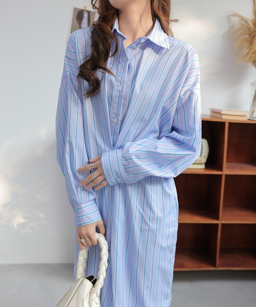 シャツワンピース デザインロングシャツワンピース : ZOZOTOWN Yahoo