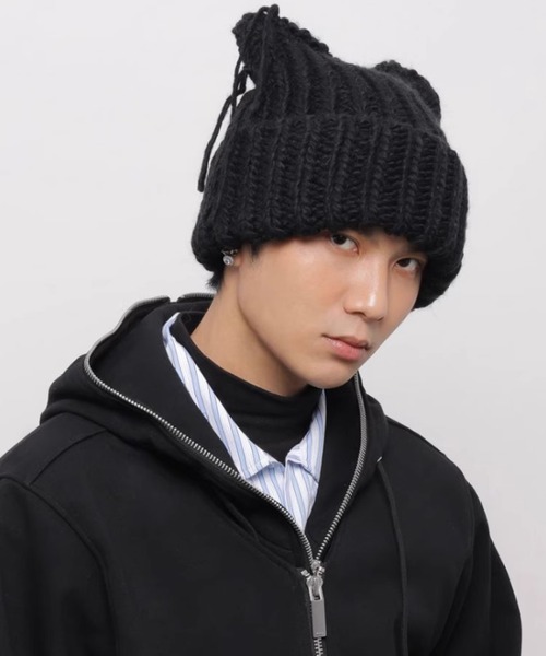 Revo. ニット帽 ニットキャップ 猫耳 ネコミミ ローゲージ