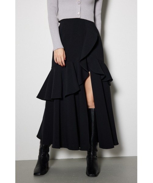 スカート ダブルフリルスリットスコートショートパンツ レディース  