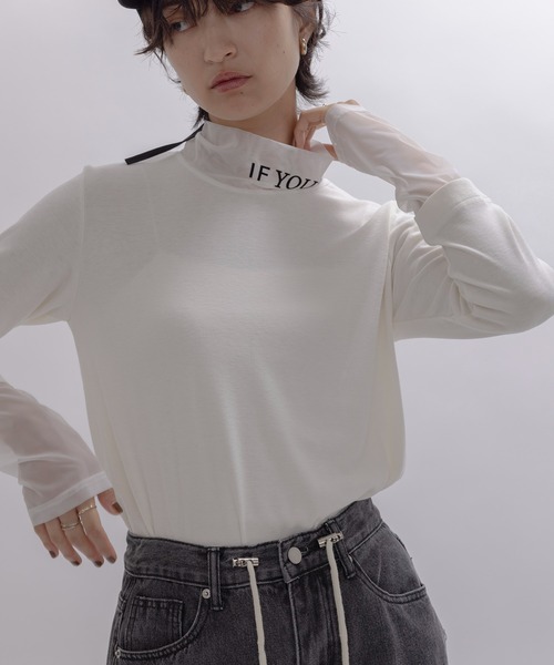 Eimee Law（エイミーロウ） tシャツ フロッキーテキストハイネック