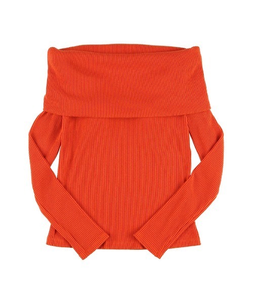 新品)OUR WACOAL オフショルダー レッドトップス OUR WACOAL tシャツ カップ付きオフショルダー 長袖 レディース