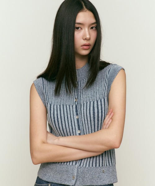 ベスト ジレ KIRSH CHERRY CAP SLEEVE KNIT VEST キルシー チェリー キャップ スリーブ ニット ベスト レディース