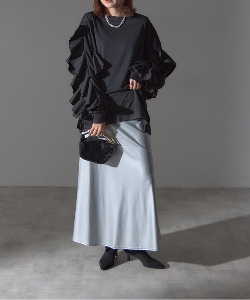 each alchemist tシャツ フラワーフリルスリーブミディプルオーバー