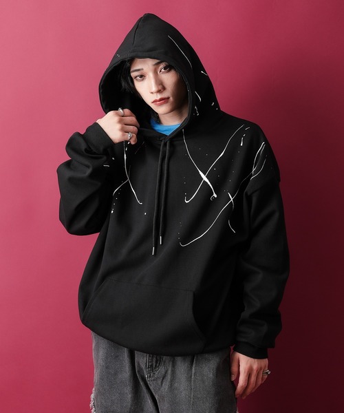 Account ペイント スウェット パーカー パロディ フーディー ブラック アカウント / ペンキパロディパーカー | BRAND,Account | アバン