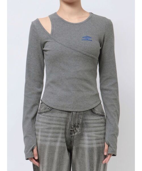MURUA tシャツ 「UMBRO×MURUA」アシメショルダーリブトップス