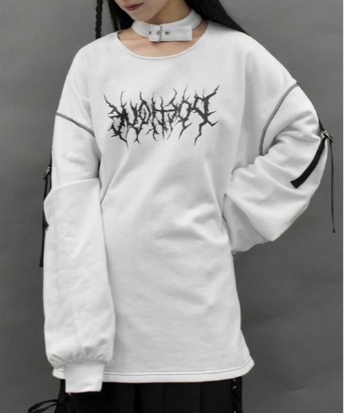 tシャツ チョーカー風ビックプル レディース