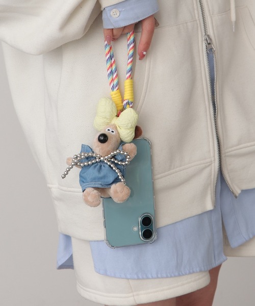 ROOP TOKYO Plush toycell phonestrap with ribbon/リボン付き