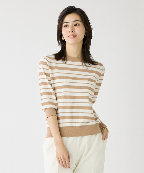 tシャツ HT Cotton5分袖ボーダーニット レディース
