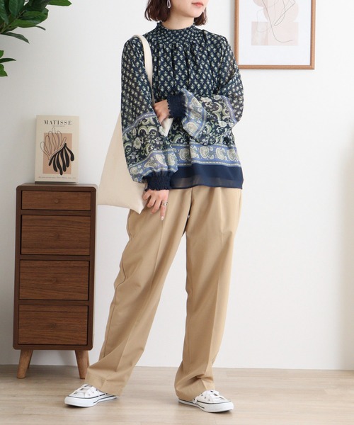 ブラウス シャツ BRODIAEA スモック刺繍シフォンブラウス レディース ブラウス シャツ BRODIAEA スモック刺繍シフォンブラウス