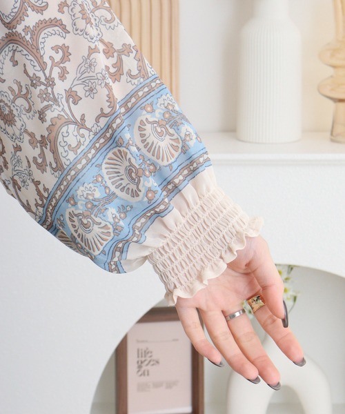 ブラウス シャツ BRODIAEA スモック刺繍シフォンブラウス レディース ブローディア BRODIAEA スモック刺繍シフォンブラウス （ピンク