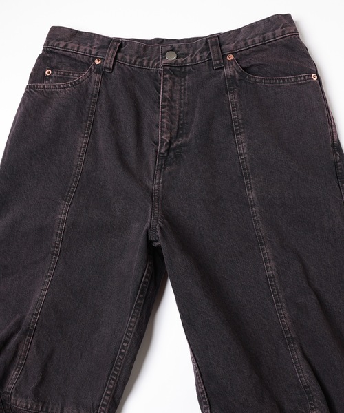 ジエダ　ブラックデニム Jieda(ジエダ) WIDE ONE TUCK STRAIGHT DENIM PANTS ワイド