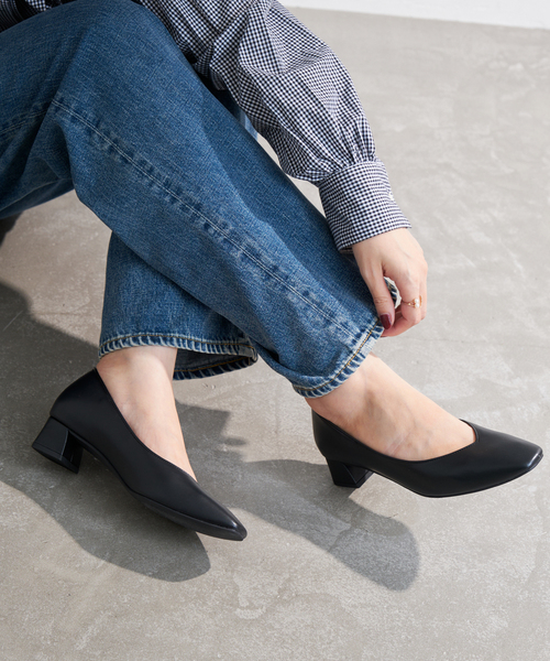 【美品】LE TALON ルタロン Vカット レザー パンプス 23cm 黒 6cmVカットシームパンプス（パンプス）｜LE TALON（ル タロン