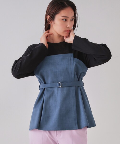 OPAQUE.CLIP tシャツ ベルト付ビスチェドッキングカットソー