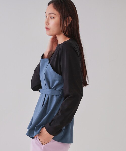 OPAQUE.CLIP tシャツ ベルト付ビスチェドッキングカットソー