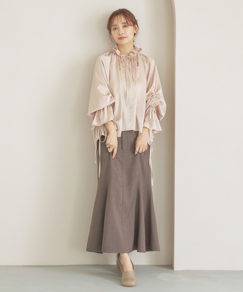 ブラウス シャツ many ribbon satin blouse レディース LAATO ブラウス シャツ slit pull over blouse レディース