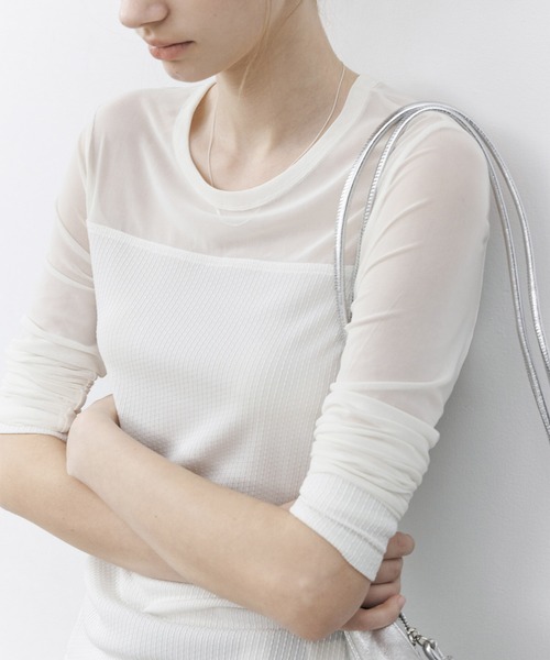 tシャツ 「tageechita」切り替えシアーTシャツ レディース tageechita tシャツ 「tageechita」切り替えシアーTシャツ