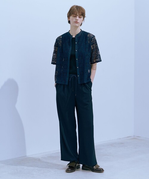 パンツ 「洗える・接触冷感・吸水速乾」Lightジョーゼット ワイド パンツ レディース_6