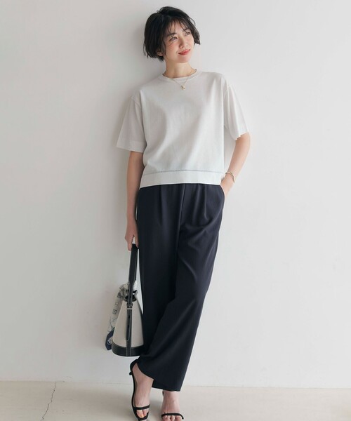 パンツ 「洗える・接触冷感・吸水速乾」Lightジョーゼット ワイド パンツ レディース_9