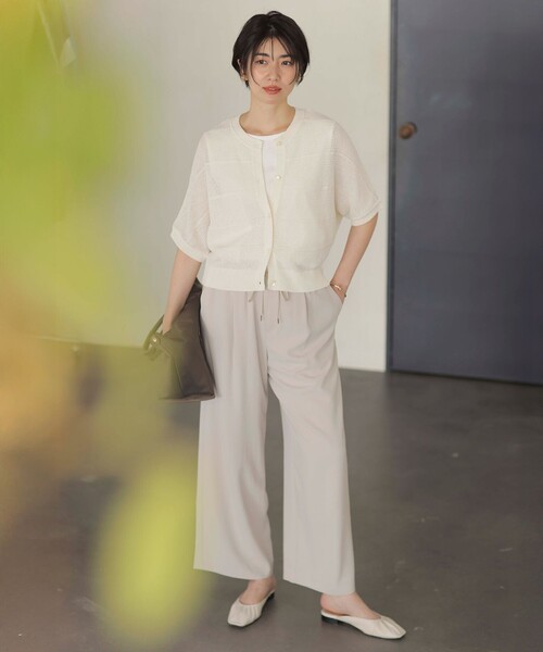 パンツ 「洗える・接触冷感・吸水速乾」Lightジョーゼット ワイド パンツ レディース_10