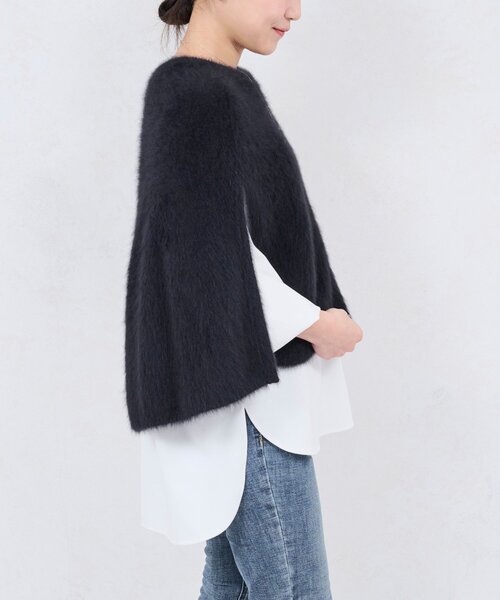 BEARDSLEY（ビアズリー） ニットポンチョ FREE ブラック レディース