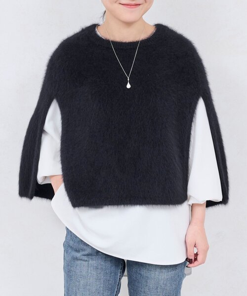 BEARDSLEY（ビアズリー） ニットポンチョ FREE ブラック レディース