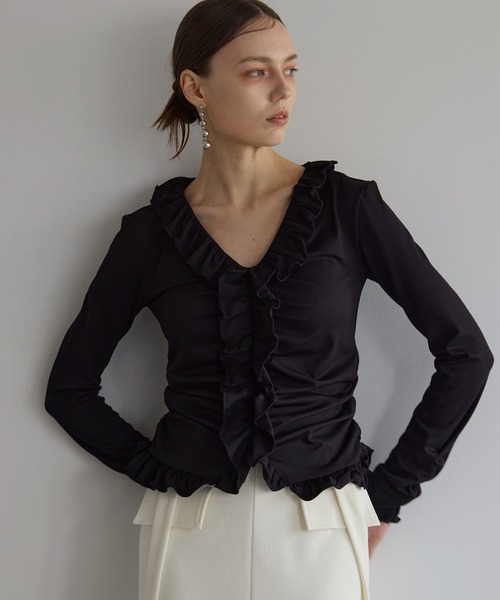 tシャツ Gather Frill Mellow Tops レディース