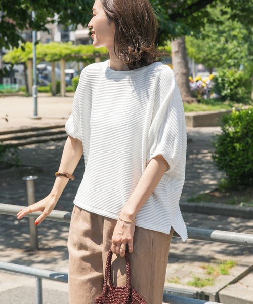 「URBAN RESEARCH DOORS」 7分袖カットソー MEDIUM ベージュ系その他 レディース URBAN RESEARCH DOORS（アーバンリサーチドアーズ）の「針抜き7