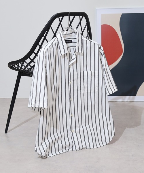シャツ Satin stripe open short sleeve shirt / サテンストライプ オープン半袖シャツ unisex メンズ レデ_画像2