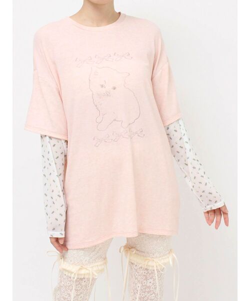 merry jenny（メリージェニー） tシャツ cat ribbonレイヤードロンT