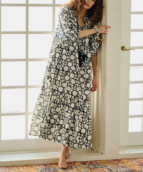 ローズバッド（ROSE BUD）/HLAADAforROSEBUD/BLOCK PRINT SMOCK OP HLAADA ワンピース (HLAADA for ROSEBUD)BLOCK PRINT SMOCK OP