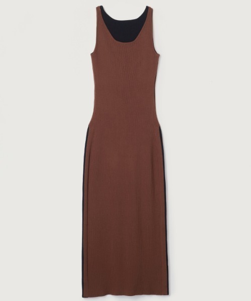 anuans / ノースリーブワンピース/FREE/ポリエステル/ブラウン/無地/1522331571 anuans 「anuans」 ニットワンピース FREE ブラウン レディース
