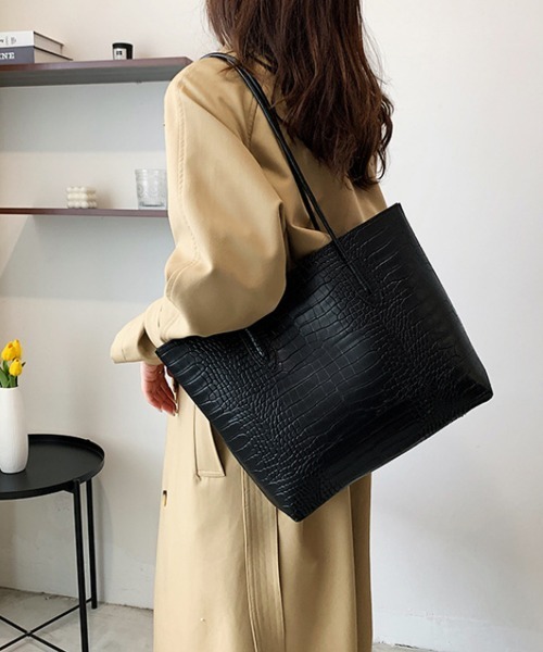 miniministore トートバッグ クロコ型押し 2点セット レディース