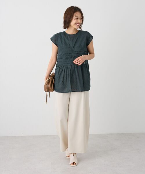 大人気作家様♡ブラウス マットサテン 7分袖タックブラウス(51645114-2025