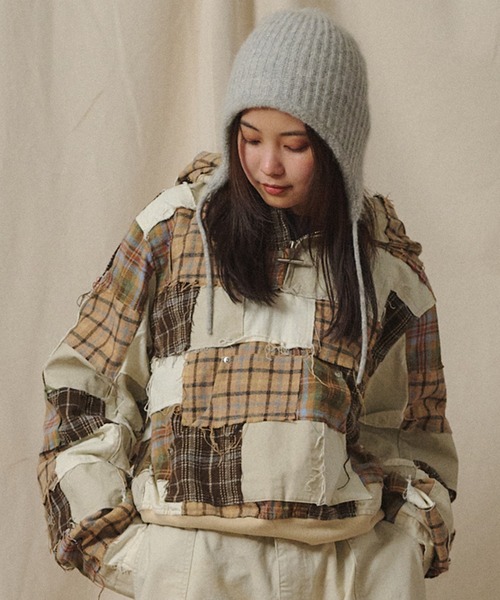 パーカー Universal Style Wear パッチワーク ハーフ ZIP フーディー