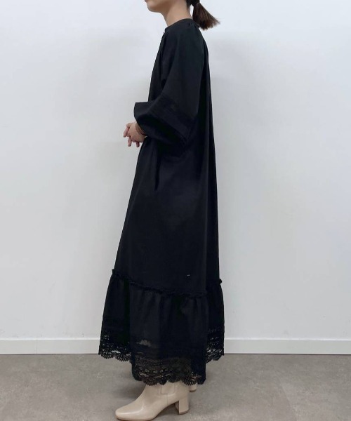 「BABYLONE」 長袖ワンピース フリー ブラック レディース_画像4