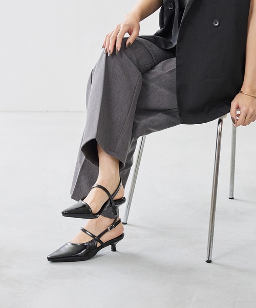 「menue」 ヒールサンダル 25.5cm シルバー レディース_画像2