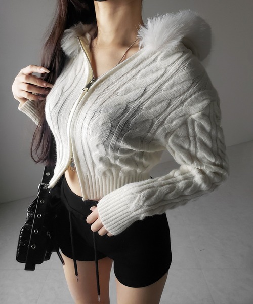 【極美品✨】ブリーフィング ニットパーカー　ダブルジップ　フード　ロゴ刺繍　M セール】ダブルジップフード付きニットパーカー（パーカー）｜Loueme