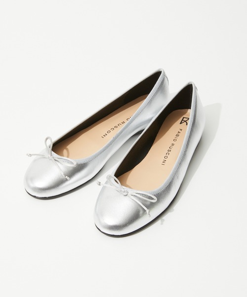 FABIO RUSCONI シルバー フラットシューズ38 FABIO RUSCONI（ファビオルスコーニ） フラットパンプス 38 シルバー