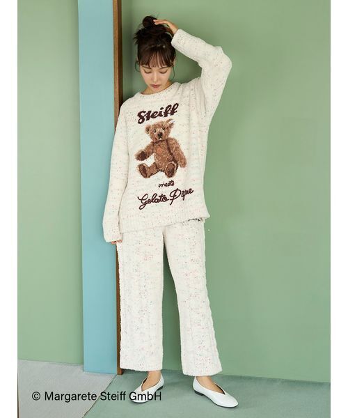 Steiff × gelato pique ルームウェア Steiff] Powder 55PB Jacquard Pullover