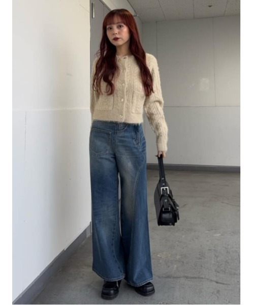 SLY（スライ） カーディガン SHINY CABLE C/D シャイニー ケーブル