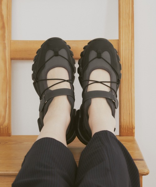 「MERLOT」 フラットサンダル LARGE チャコールグレー レディース_画像7