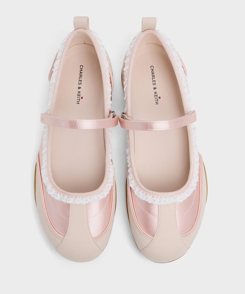 charles&kieith Louise ルーイレーストリムスニーカー ピンク CHARLES ＆ KEITH（チャールズ&キース） スニーカー Louise ルーイ