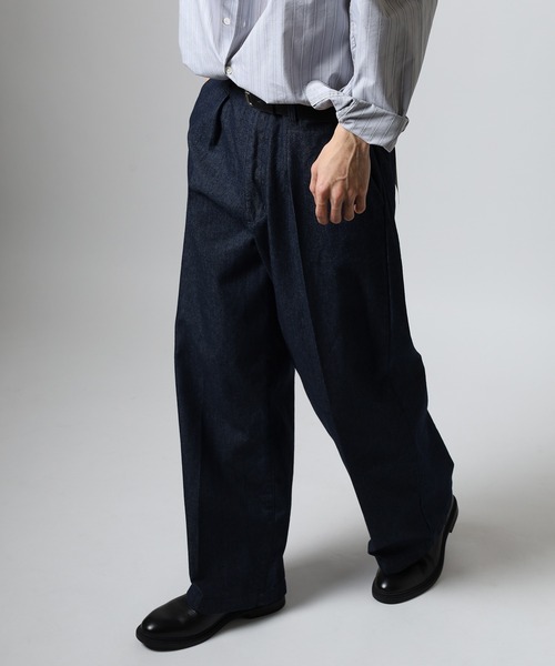 SUGGESTION ワイドパンツ パンツ ワンタックワイドパンツ メンズ