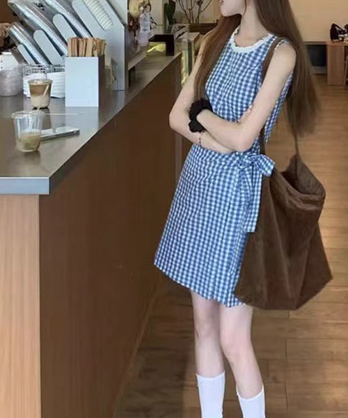 「SPIGA」 ノースリーブワンピース MEDIUM ブルー レディース_画像3