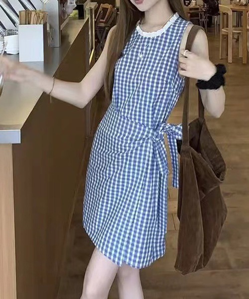 「SPIGA」 ノースリーブワンピース MEDIUM ブルー レディース_画像4